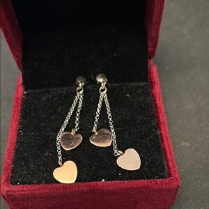 925 Sterling Silver Rose Gold Plated Two-Tone Dangle Earrings